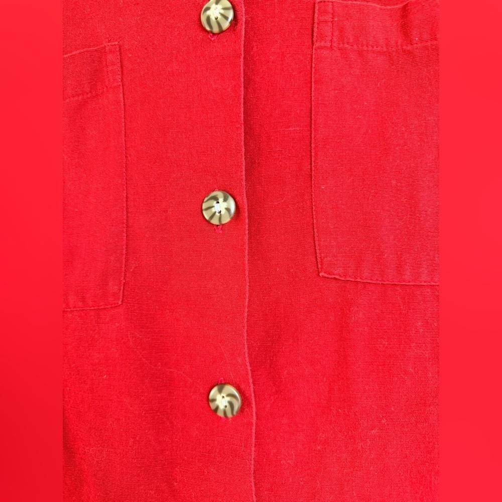 Vintage Red Button-Down Linen Dress - Picture 4 of 9